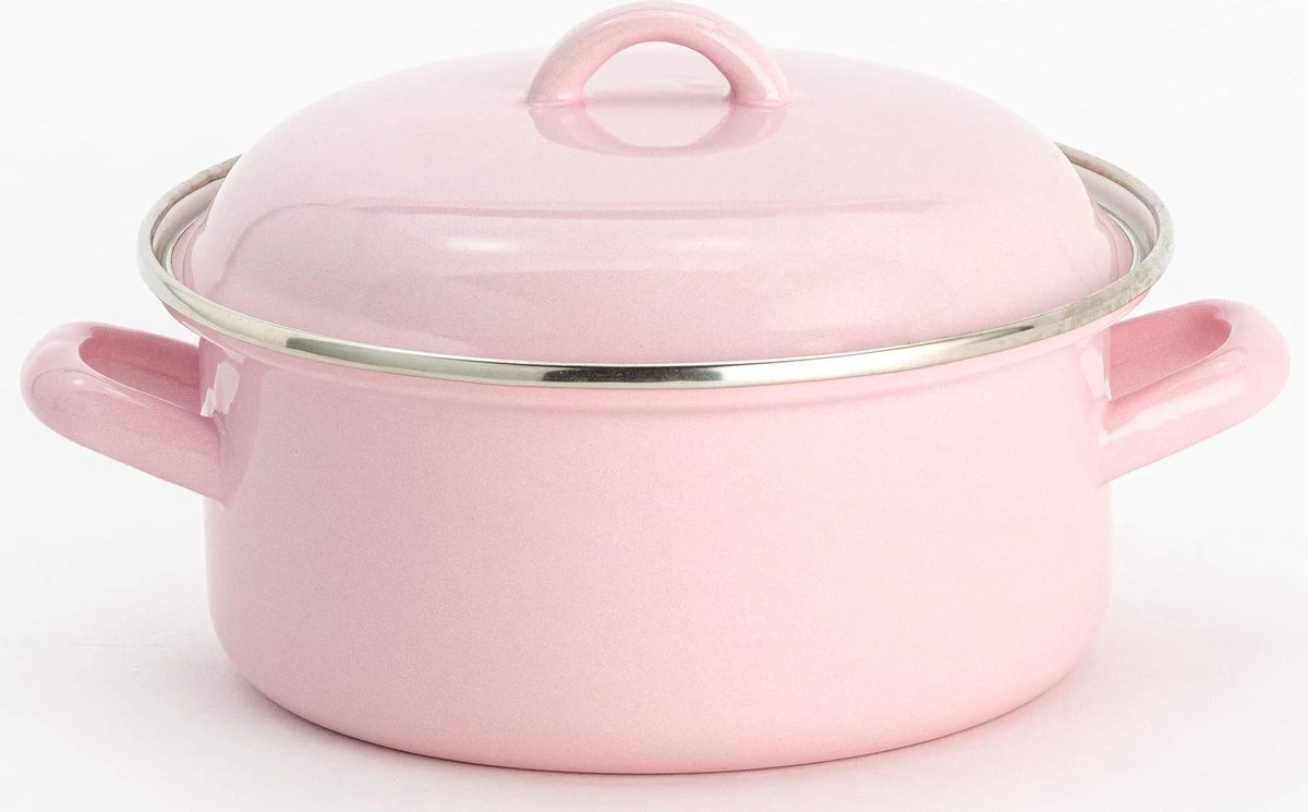 Lite-Body Pannenset - 3-delig - 2 Kookpannen & 1 Steelpan - Emaille - Serafijn Roze 2 Lite-Body Pannenset - 3-delig - 2 Kookpannen & 1 Steelpan - Emaille - Serafijn Roze - Afbeelding 2