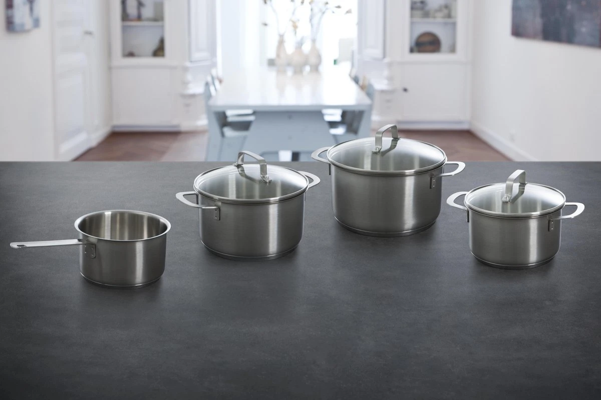 BK Bistro Pannenset - 4-delig - RVS - Glazen Deksel - Inductie 8 BK Bistro Pannenset - 4-delig - RVS - Glazen Deksel - Inductie - Afbeelding 8