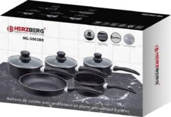 Herzberg HG-5003BK: 8 Pieces Marble Cookware Set - Black -Pot Benodigdheden Winkel 1200x819 1