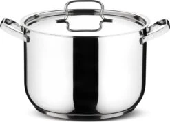 Lagostina Sfisiosa Acciaio SFIZIOSA ACCIAIO 10-delig (hoge Kookpan 22 Cm + Kookpan 18/22 Cm + Hapjespan 24 Cm + Steelpan 14 Cm + Melkpot 12 Cm + Deksels 14/18/22/24 Cm) -Pot Benodigdheden Winkel 1200x867