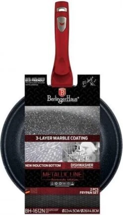 Berlinger Haus 1612 - Set Van 2 Granietpannen - Koekenpan - Rood Metallic - Burgundy Line - 22 En 26 Cm -Pot Benodigdheden Winkel 686x1200